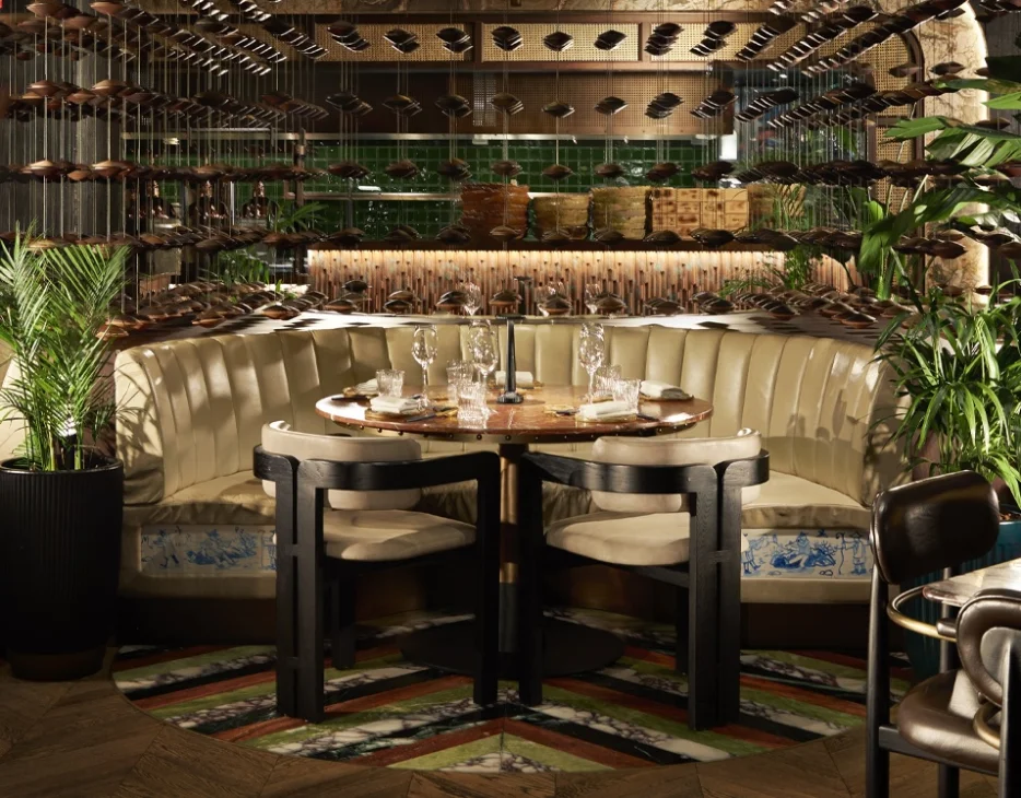 Lounge interior with hand-painted panels — Ash Lounge, Dubai, UAE