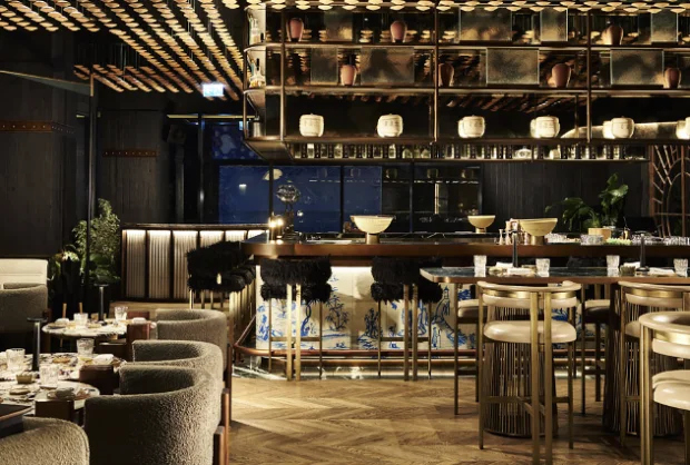 Ash Lounge — hand-painted rooftop lounge mural, Dubai, UAE