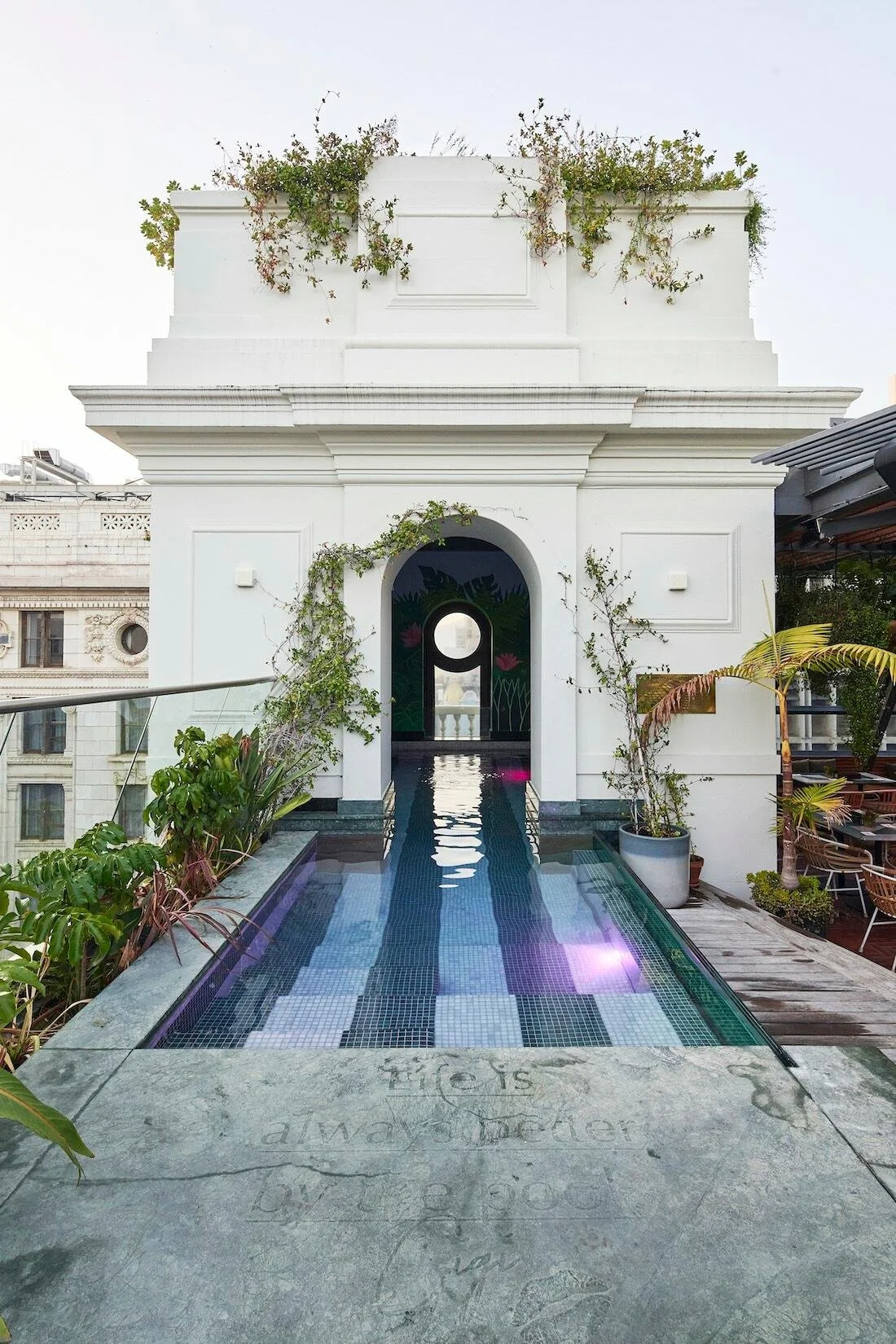 View of pool house from deck — Gigi Rooftop, Gorgeous George Hotel, City Bowl, Cape Town