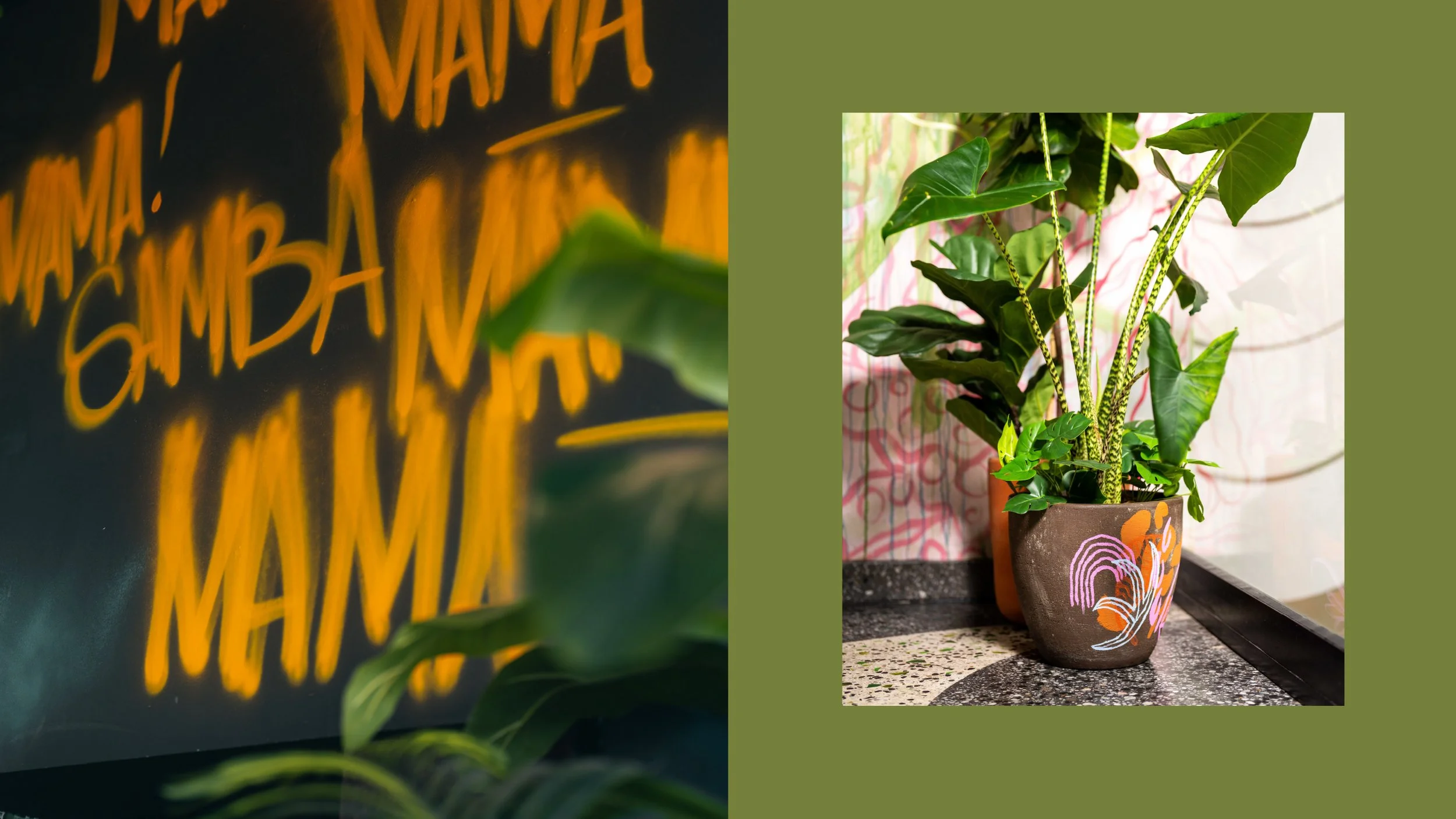Interior graffiti detail — MamaSamba, Rosebank, Johannesburg