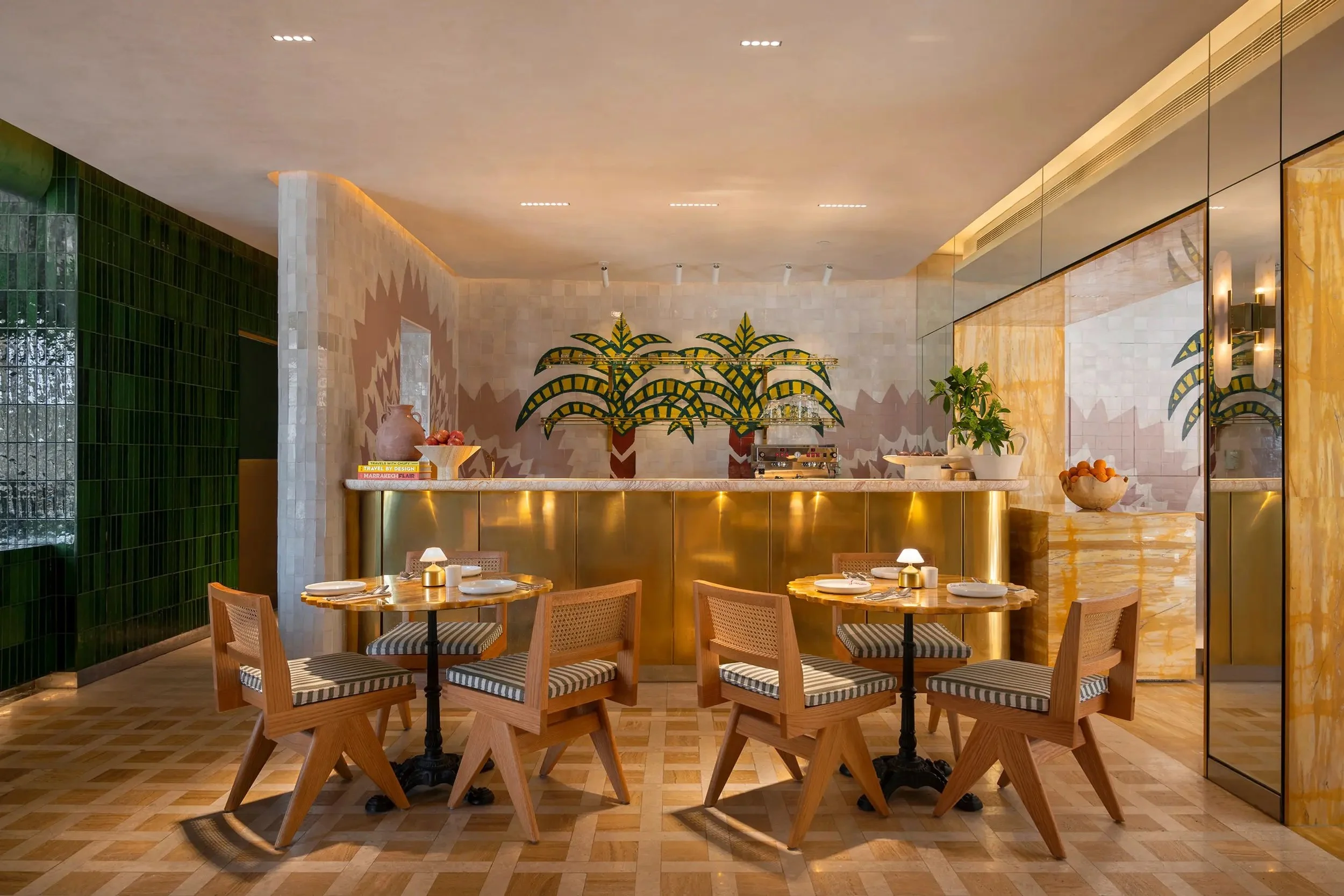 Somewhere Bujairi — hand-painted restaurant interior mural, Diriyah, Riyadh