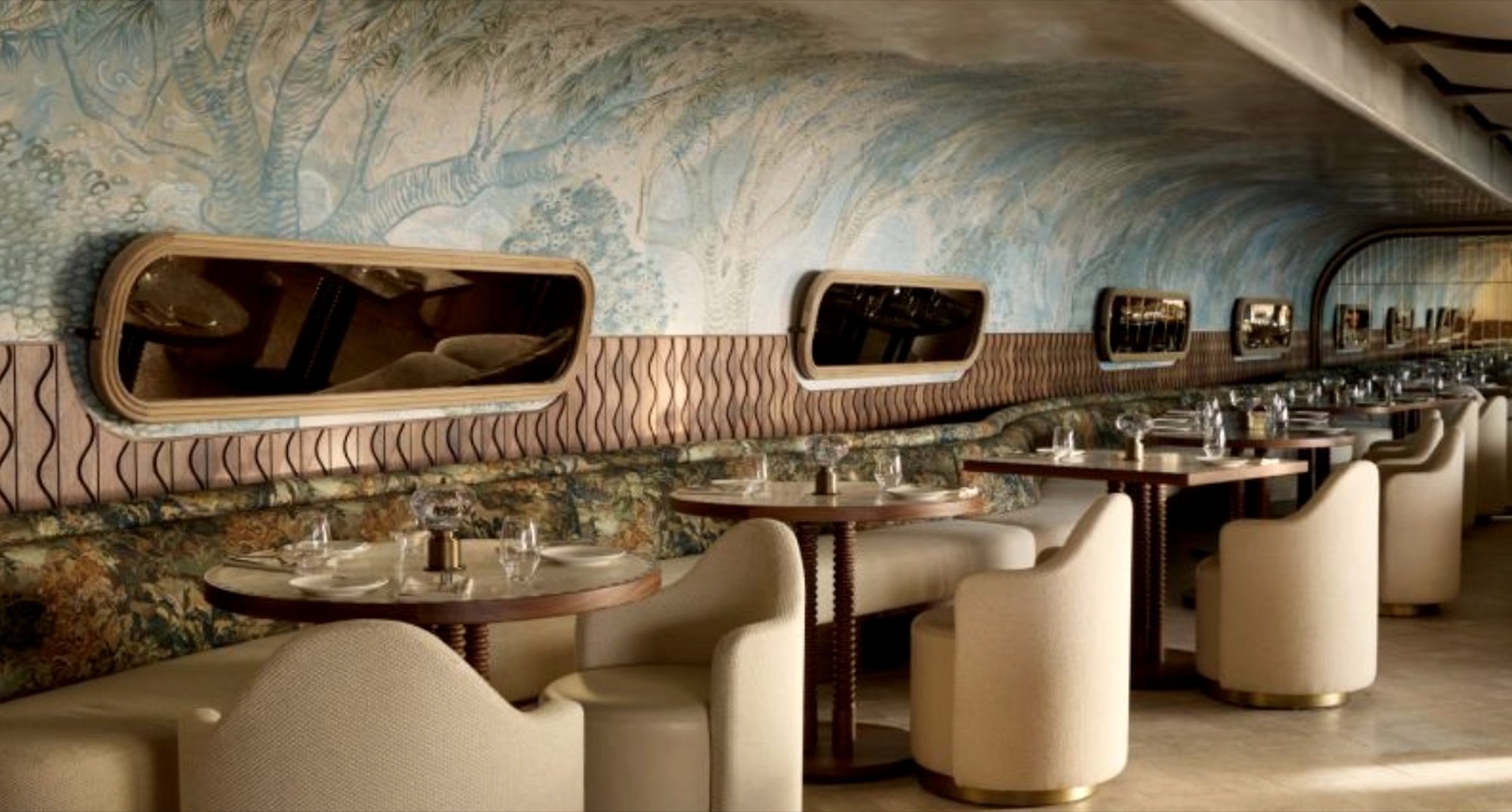 Morea House — hand-painted restaurant interior mural, Camps Bay, Cape Town