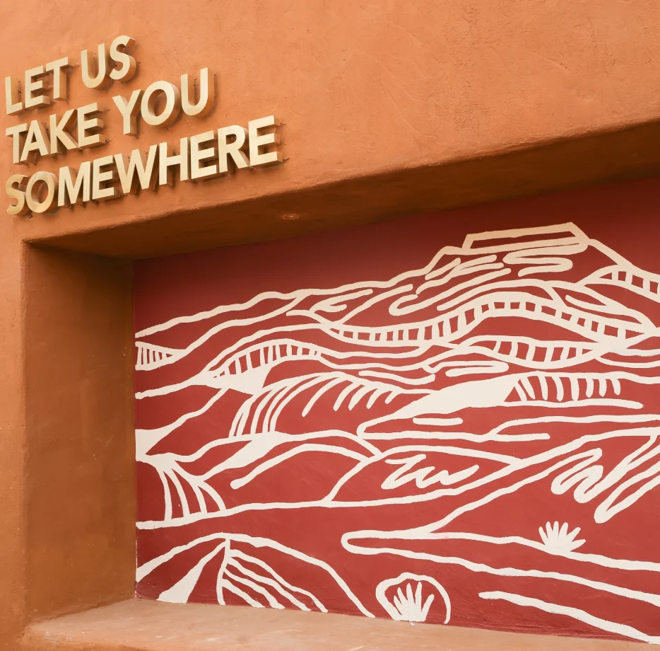 Exterior courtyard mural — Somewhere Al’Ula, Somewhere, Al’Ula, Saudi Arabia