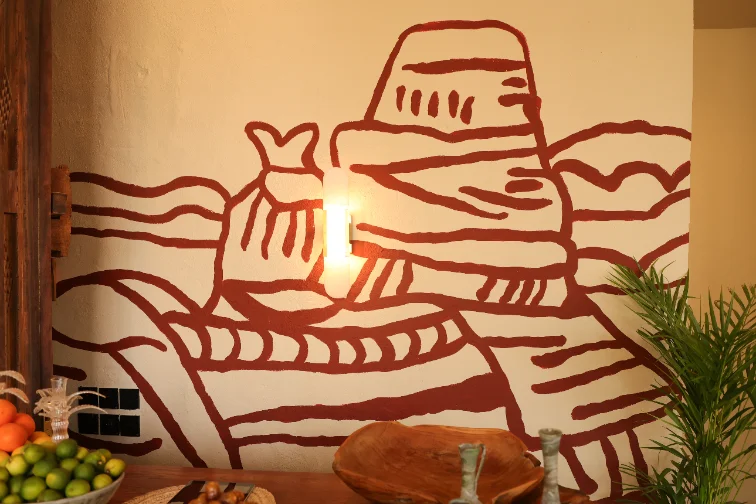 Somewhere Al'Ula — hand-painted restaurant interior mural, Al'Ula, Saudi Arabia