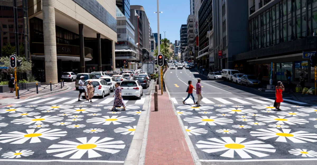 Strand Street Crossing — hand-painted public art mural, St George's Mall, CBD
