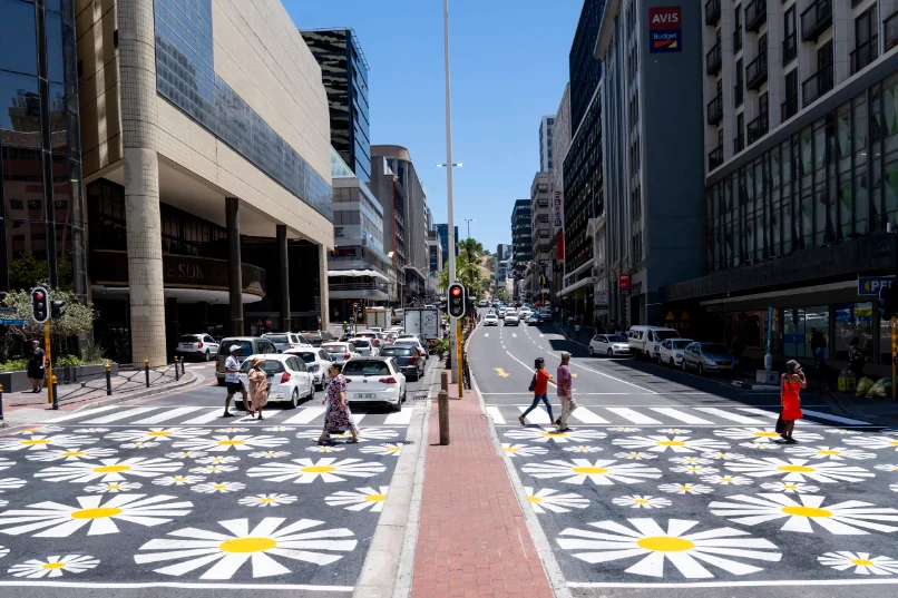 Strand Street Crossing — hand-painted public art mural, St George's Mall, CBD