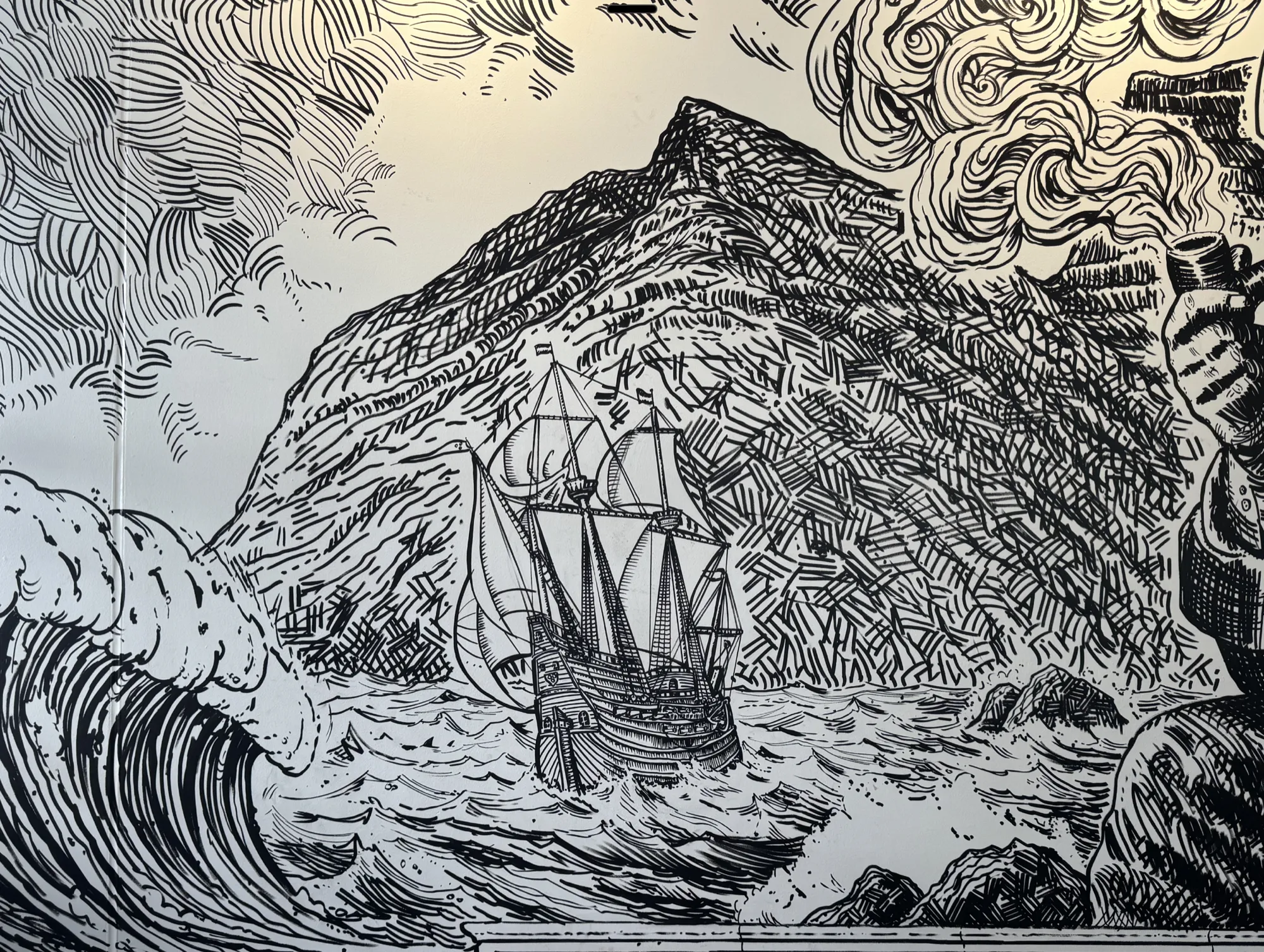 A Dutch galleon in the bay below the mountain — Hilton Canopy - Lounge, Canopy by Hilton Cape Town, Park Rd, Gardens, Cape Town